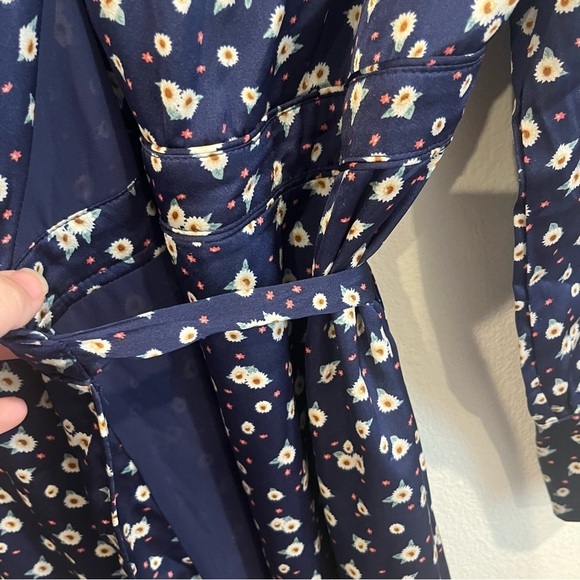 Glamorous Tall navy blue long sleeve midi wrap dress size 10 - Picture 8 of 12